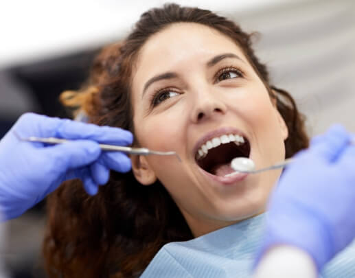 Dental patient undergoing the gum recontouring process