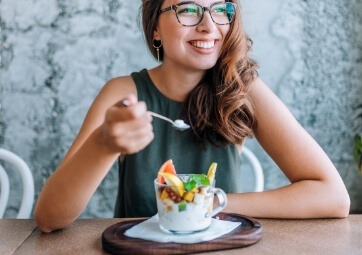 Woman eating nutritious food