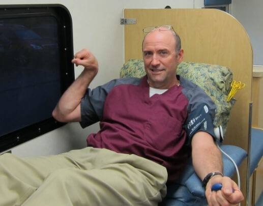 Doctor Chambers donating blood