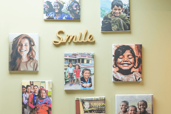 Decorations on dental office wall