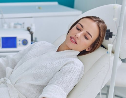 Dental patient relaxing during oral conscious dental sedation treatment